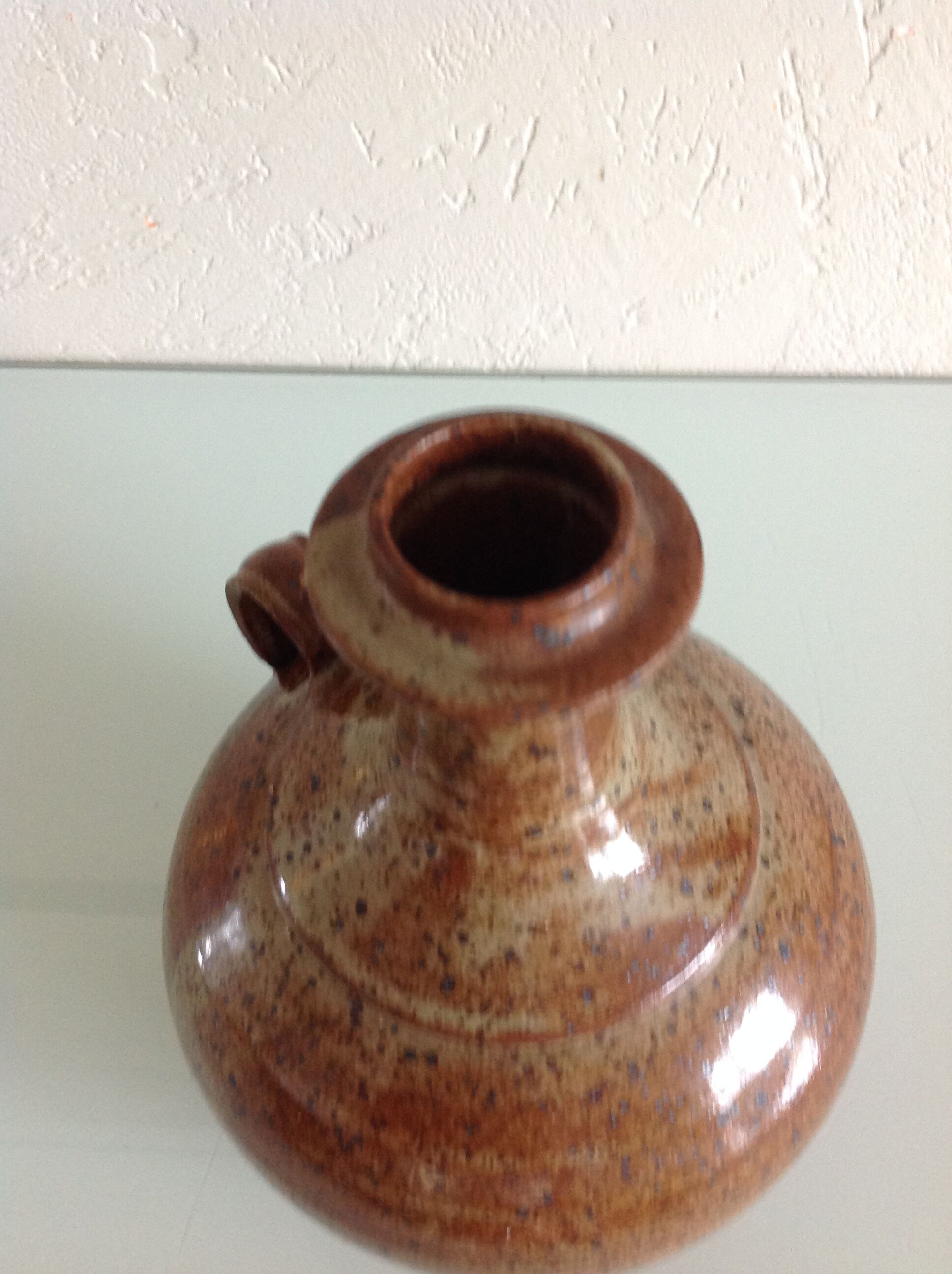 Vase ball soliflore in glazed sandstone / vintage years 60-70