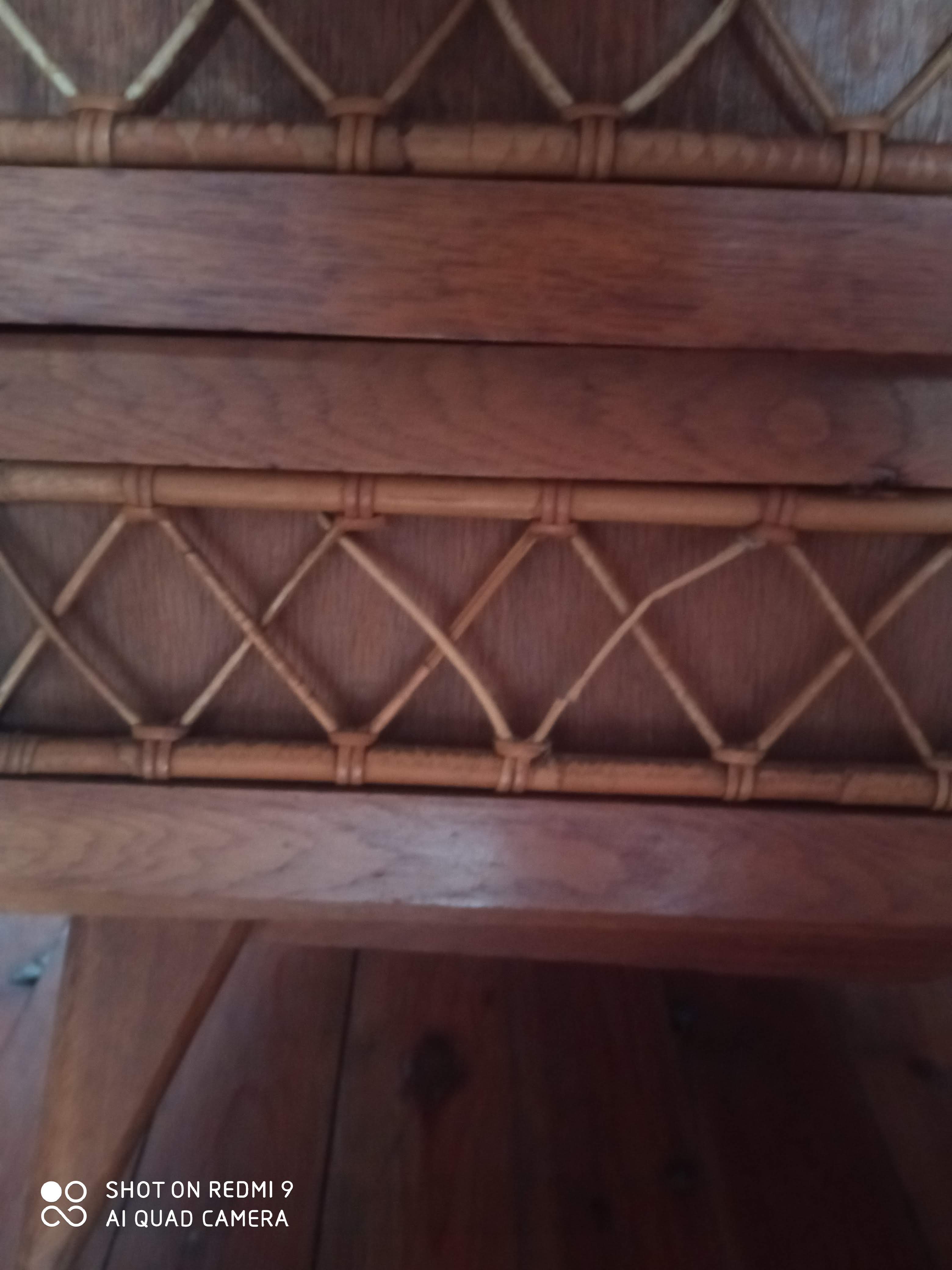 Dresser in blond wood and rattan 50s