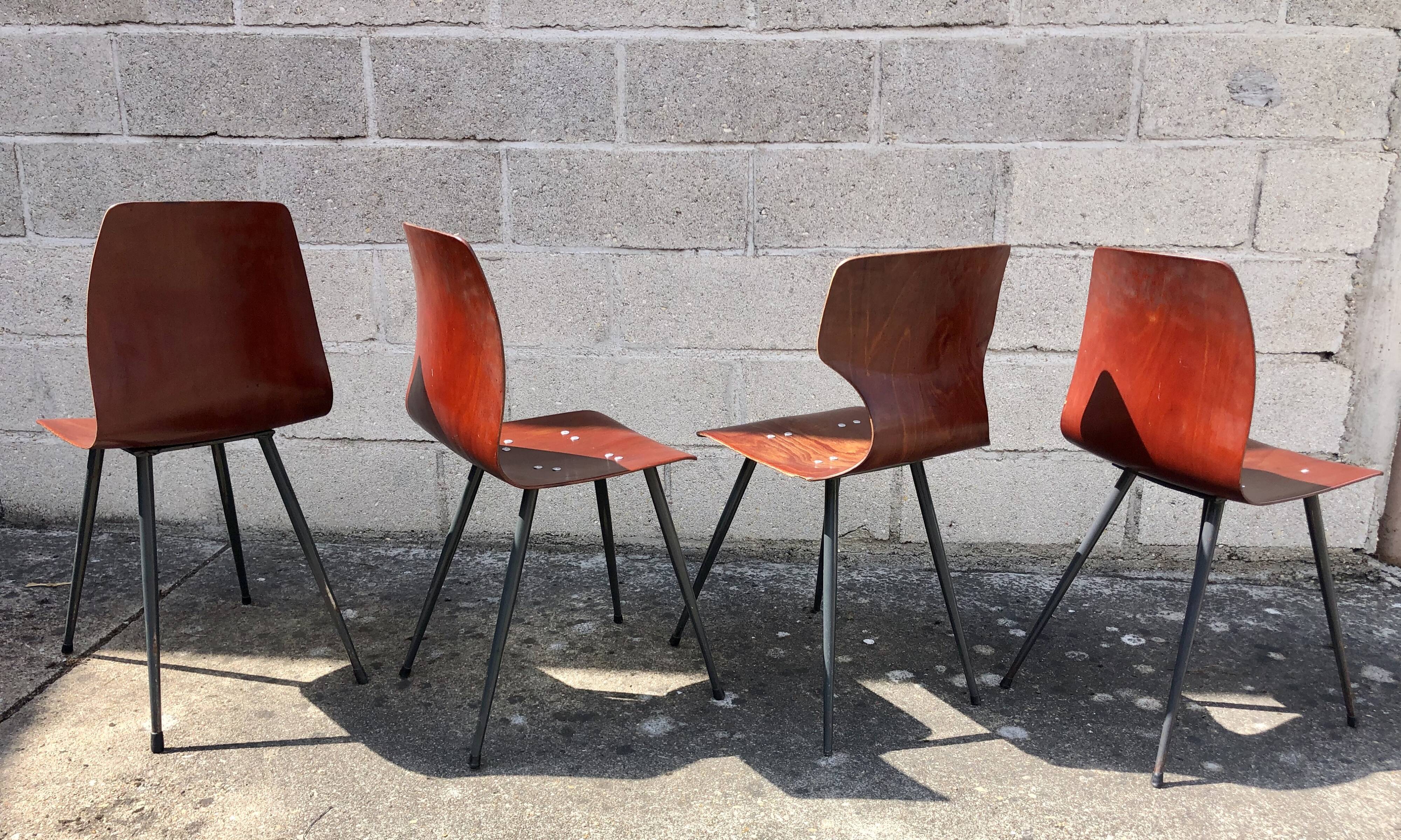 4 vintage Pagholz chairs tapered feet