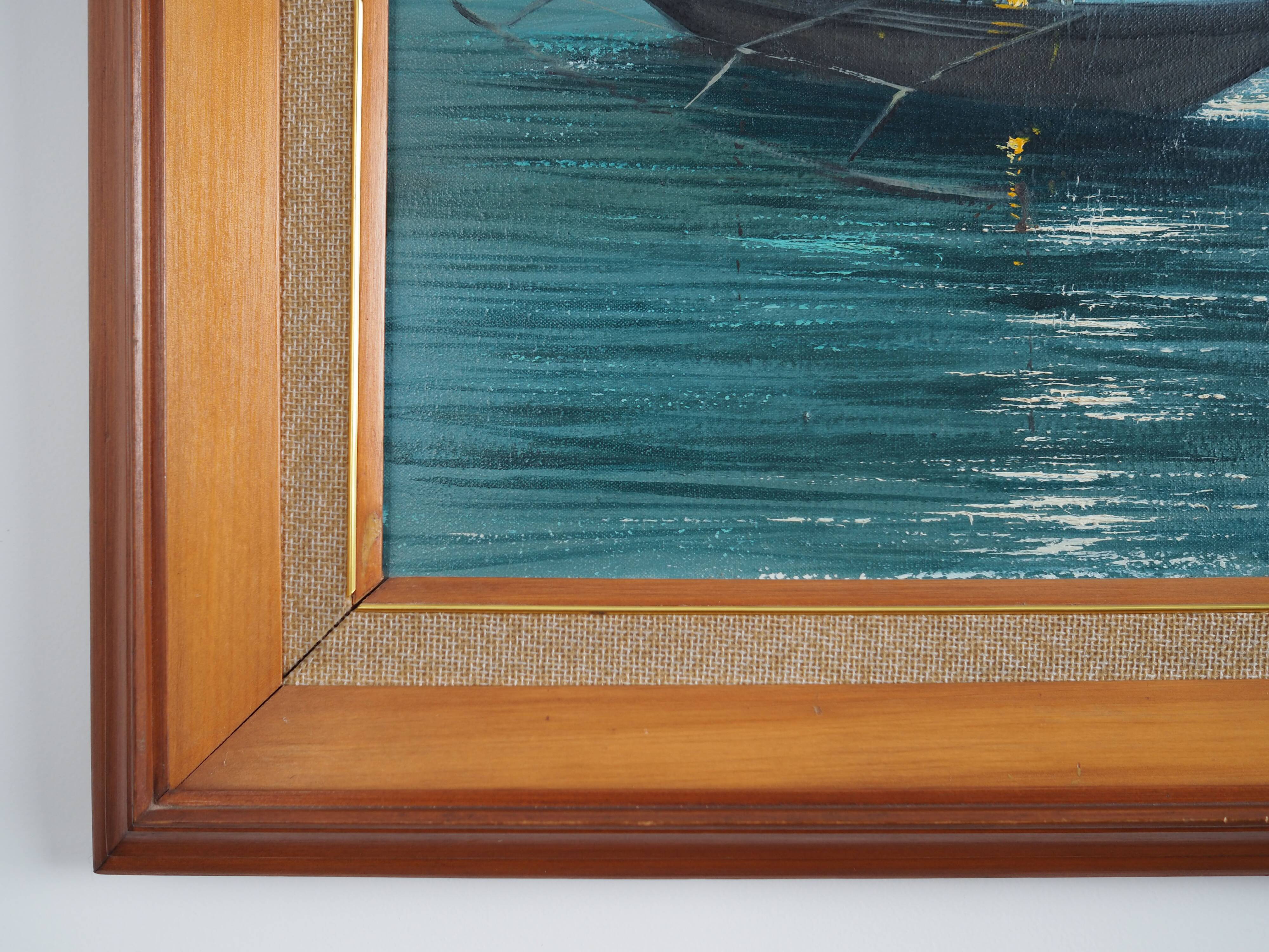 Painting „The Night Fishing”, Scandinavian design, 1970s