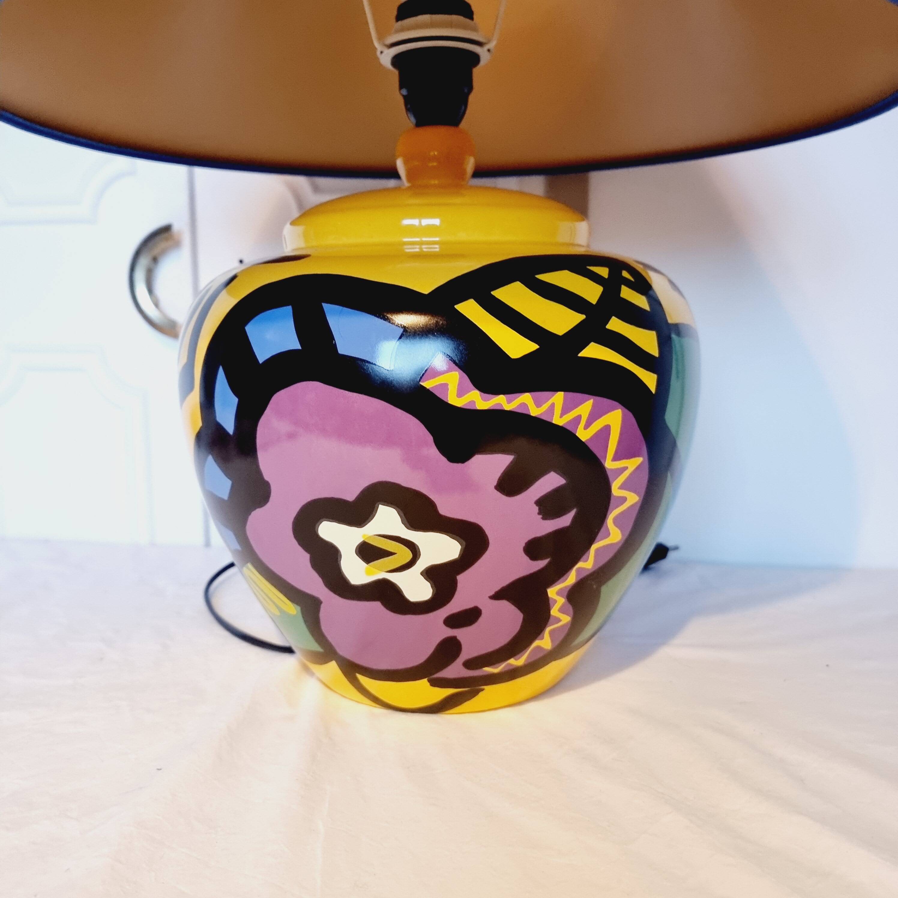 lampe de table française en céramique de Saint-Clément des années 1950
