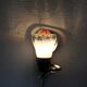 Pair of opal glass and solid wood wall lamps