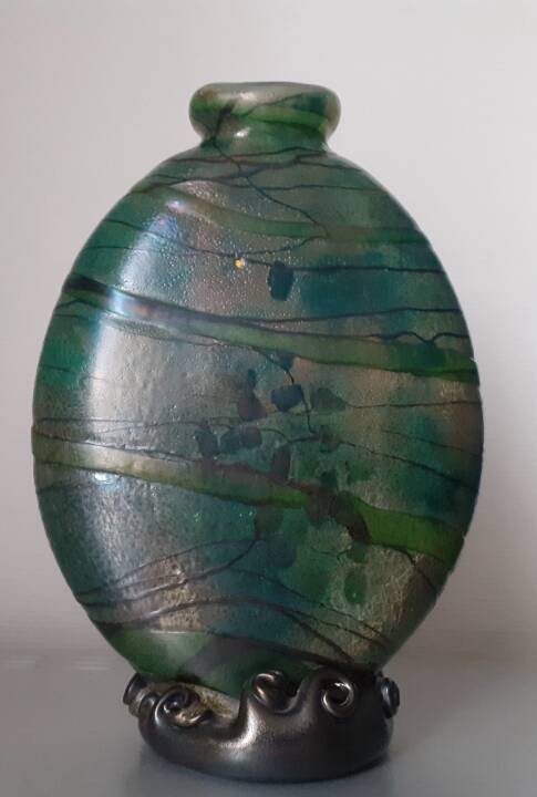 Signed glass paste vase