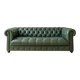 Classic 3-seater Chesterfield sofa in green leather