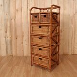 Tree on feet with rattan and bamboo drawers