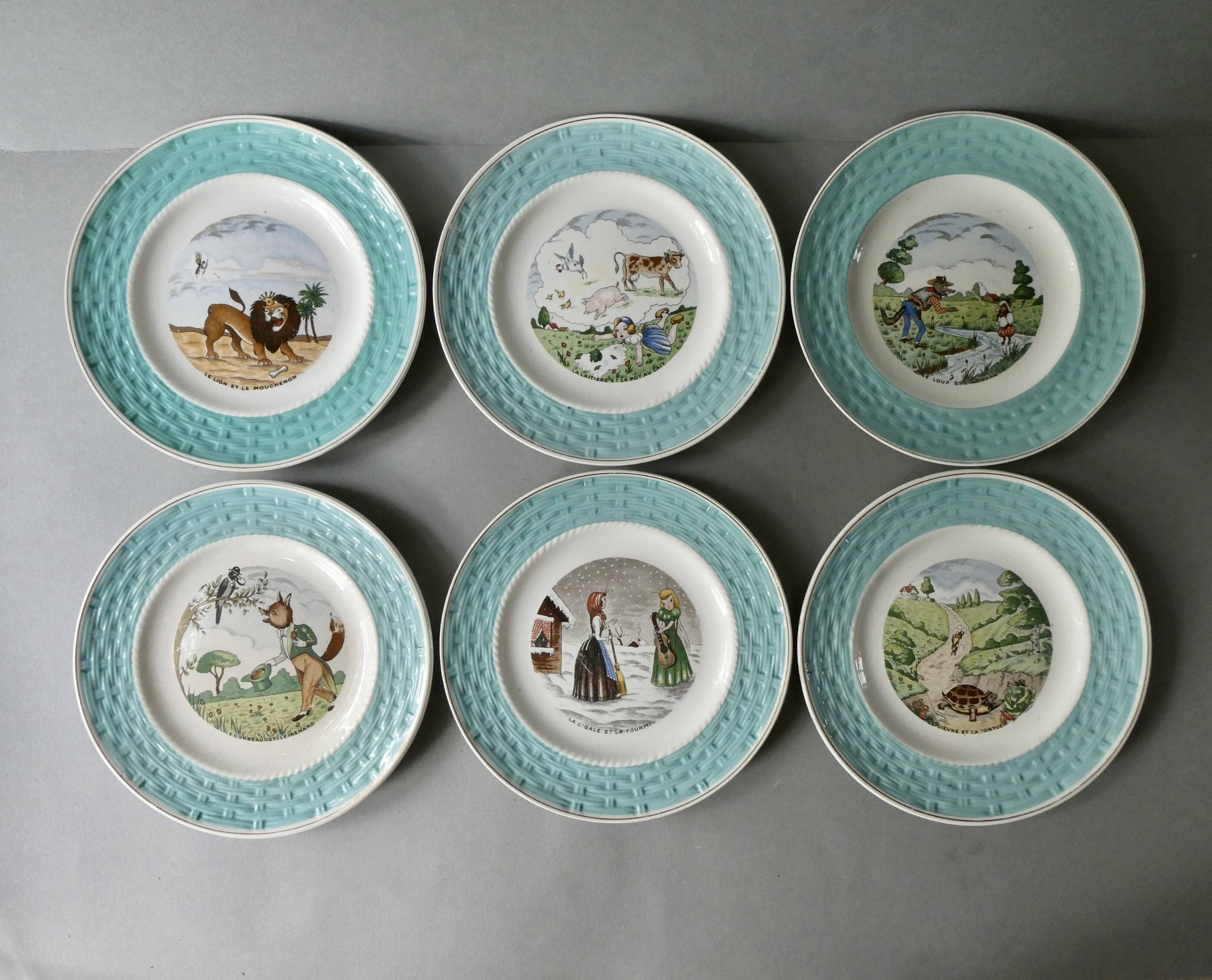 6 plates the fables of La Fontaine