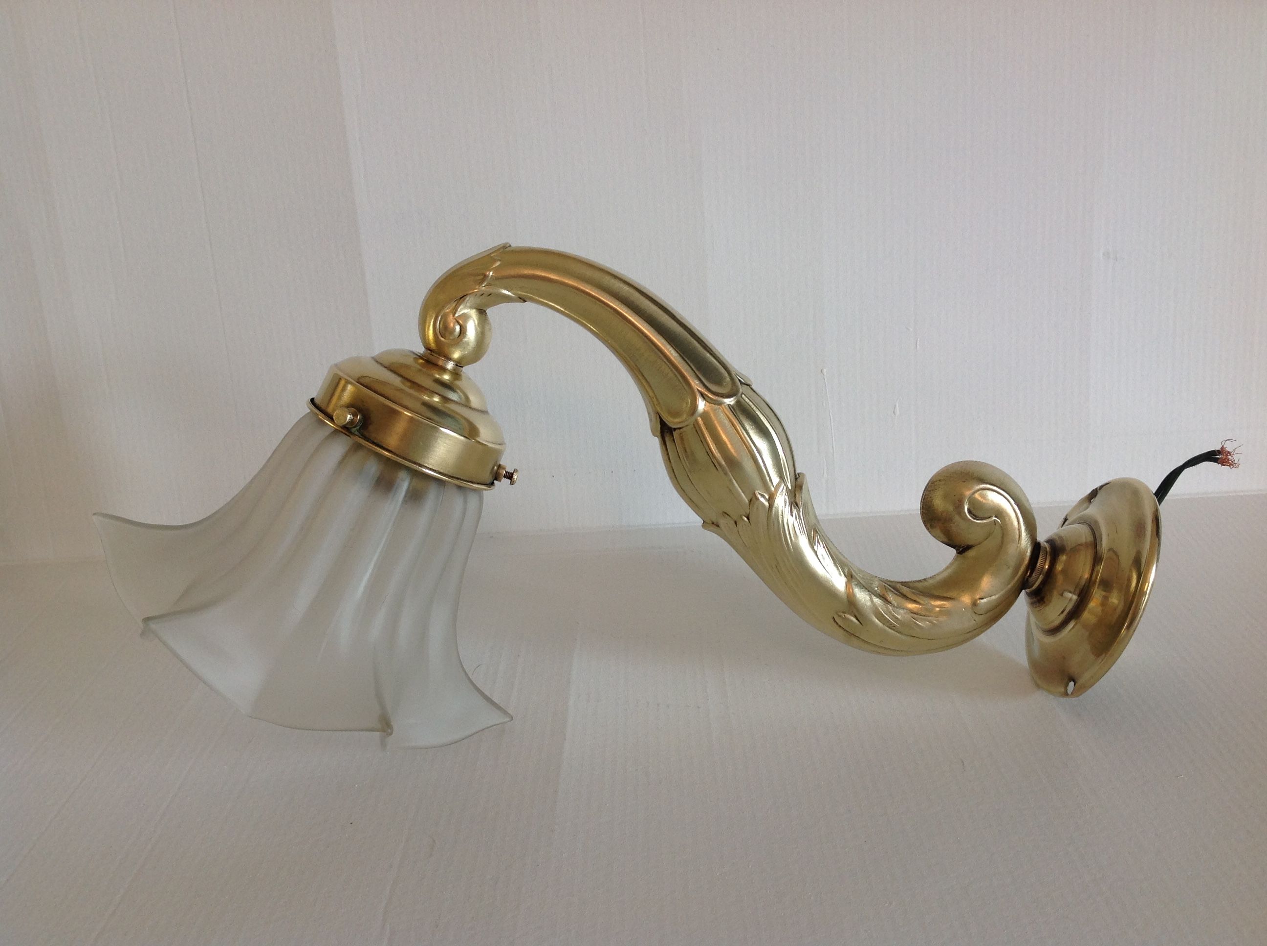 Wall light  in copper and glass art deco style / vintage 30-50 years