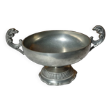 Burgundy footed cup in pewter with ram's head