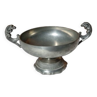Burgundian cup pewter ram's head Serving bowl on foot,
