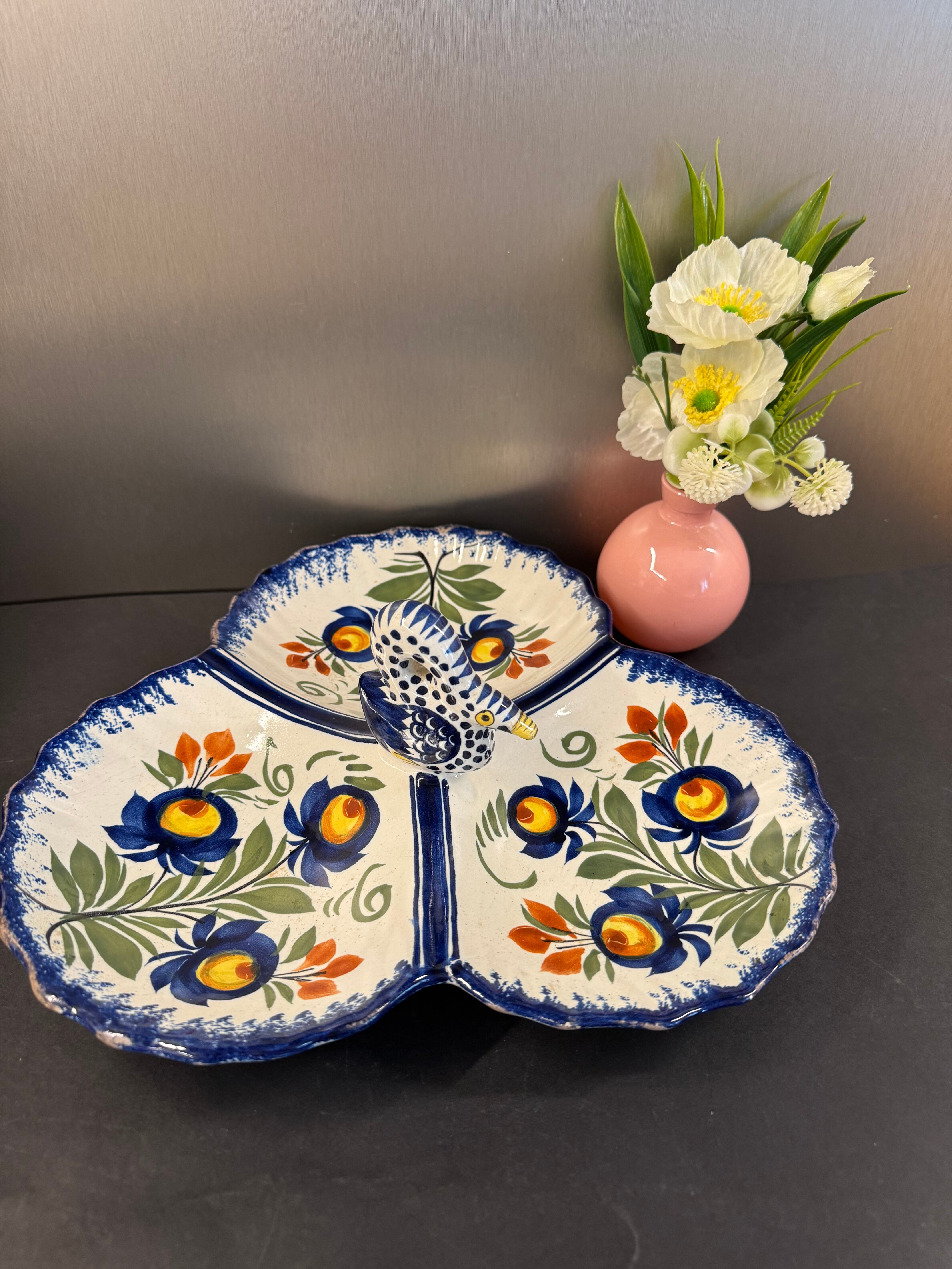 Henriot Quimper earthenware aperitif server