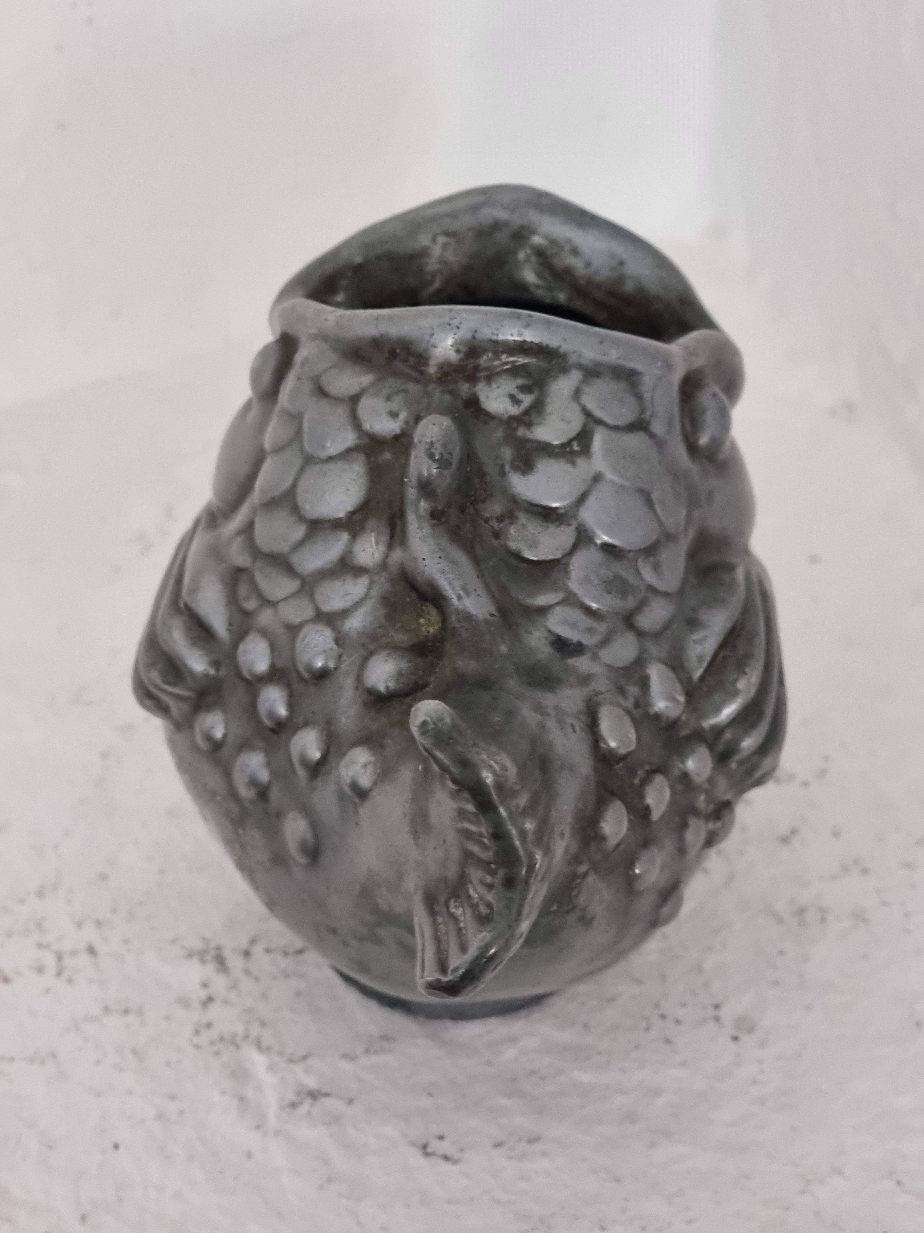 Just Andersen, fish vase in pewter, Denmark, 1930s