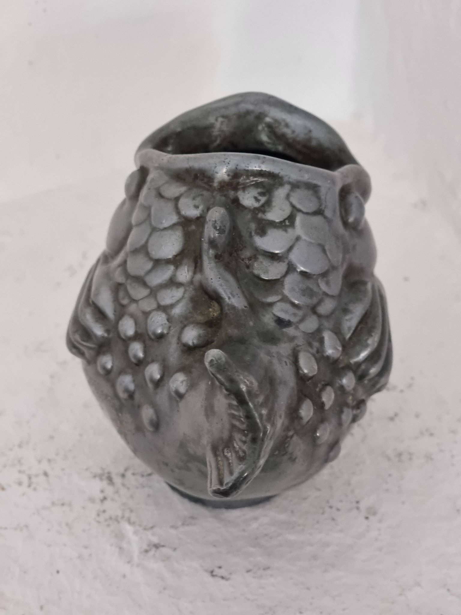 Just Andersen, fish vase in pewter, Denmark, 1930s