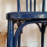 Duo of old blue bistro chairs