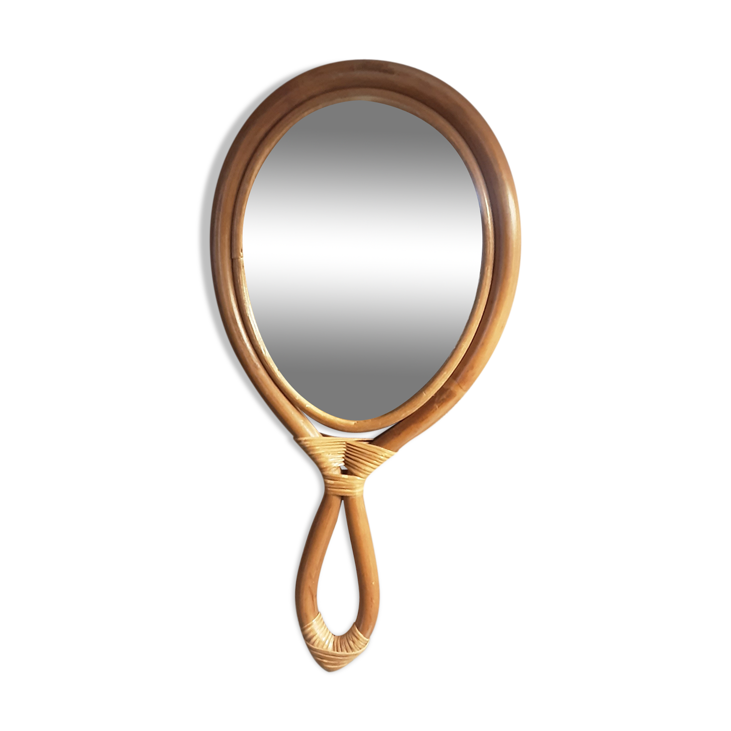 Hand-faced mirror - rattan - year 70
