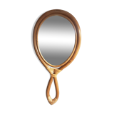 Hand-faced mirror - rattan - year 70