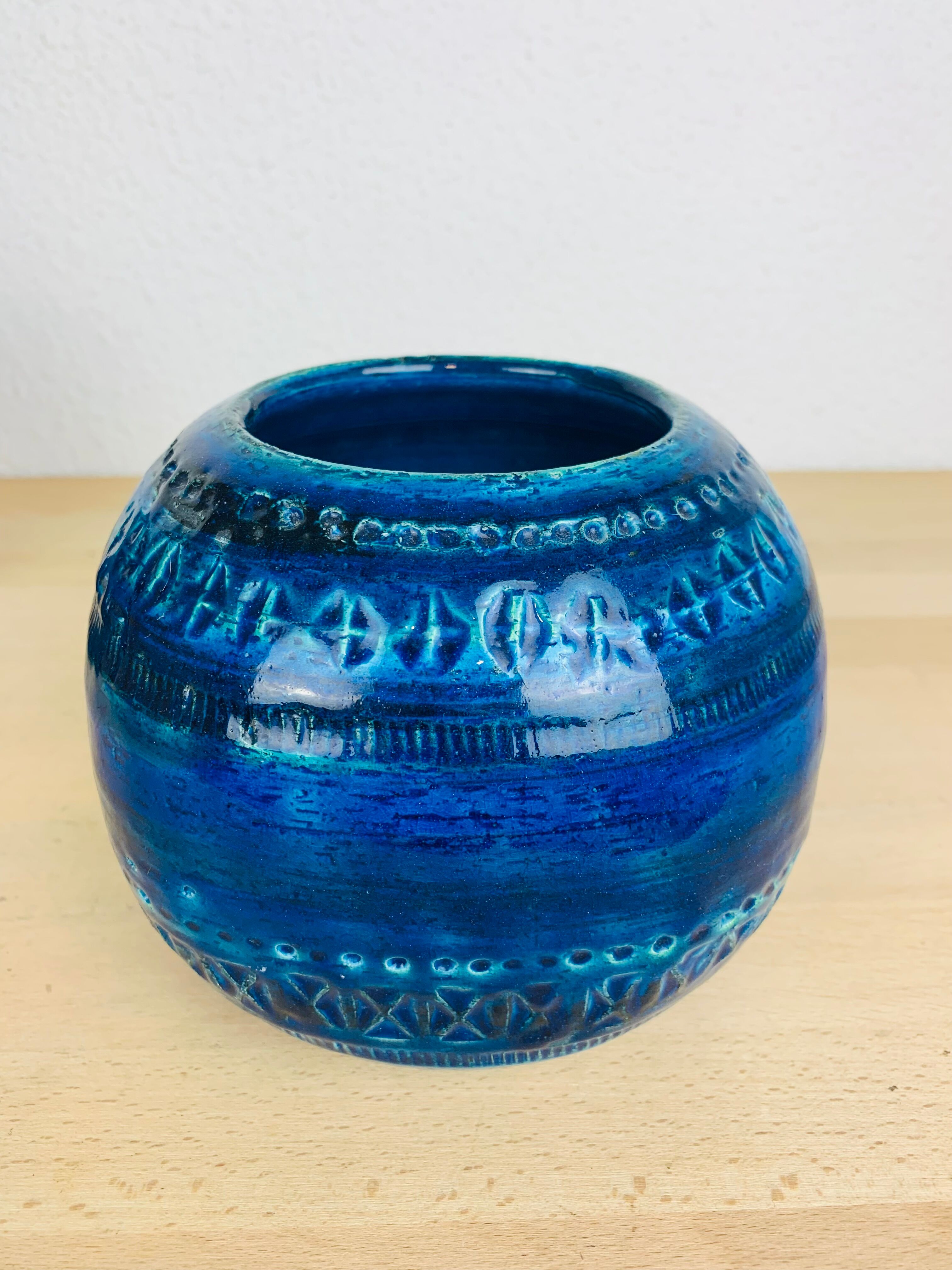 Ball vase Aldo Londi Rimini Blue for Bitossi
