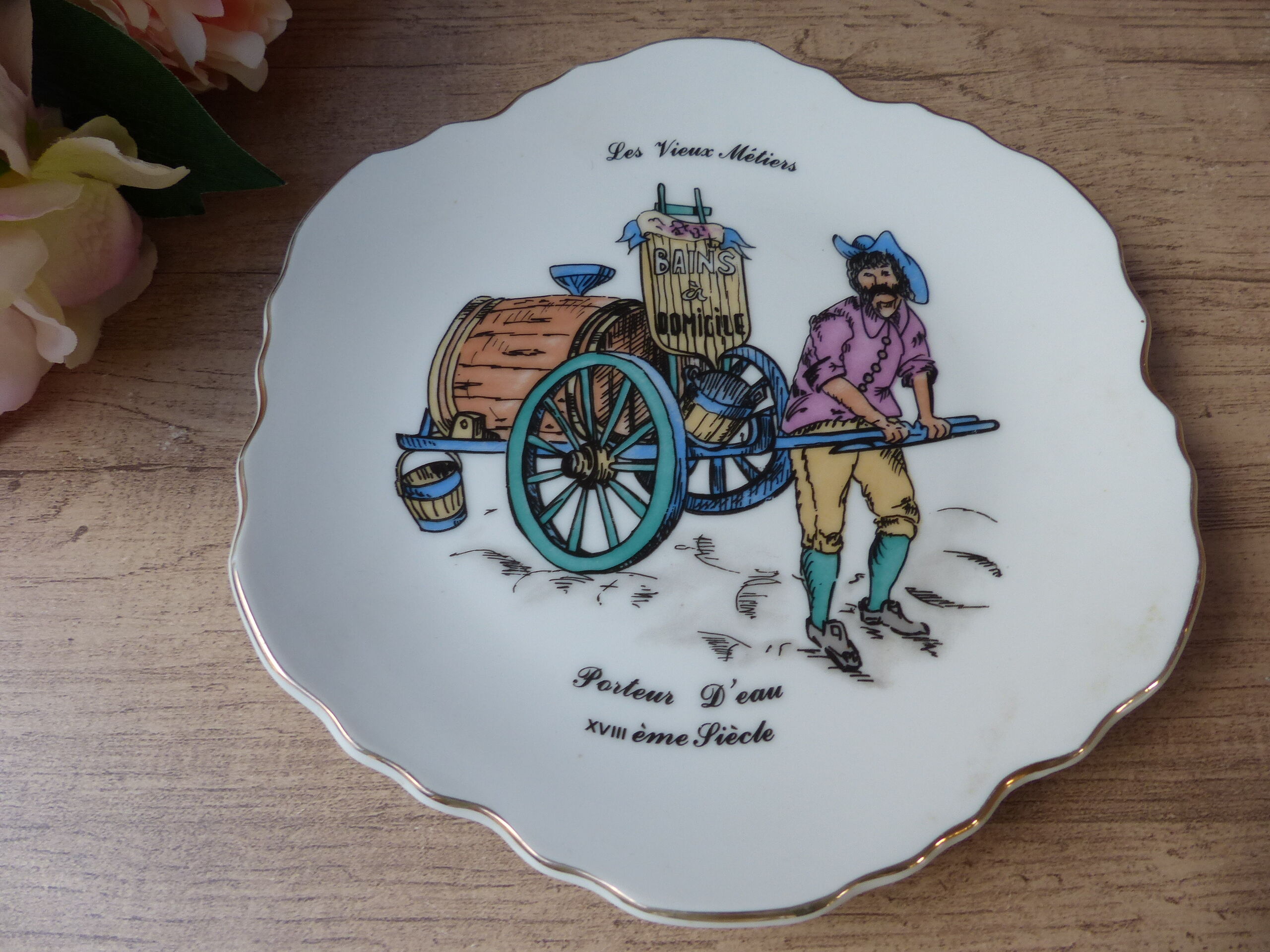 Plate decoration the old trades carrying water in the eighteenth century