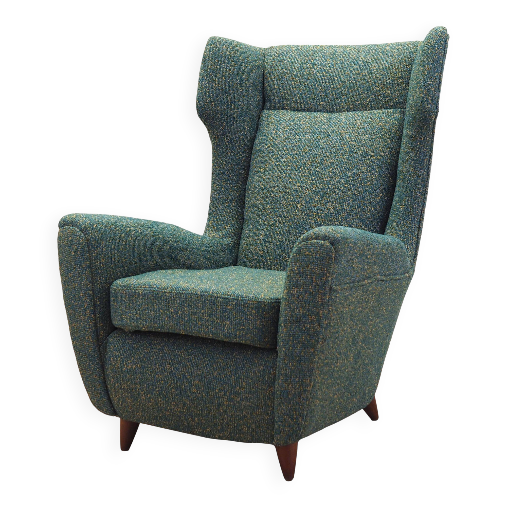 Green armchair, Italian design, 1970s, production: Italy