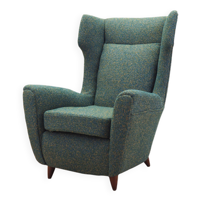 Fauteuil vert, design italien, années 1970, production : Italie