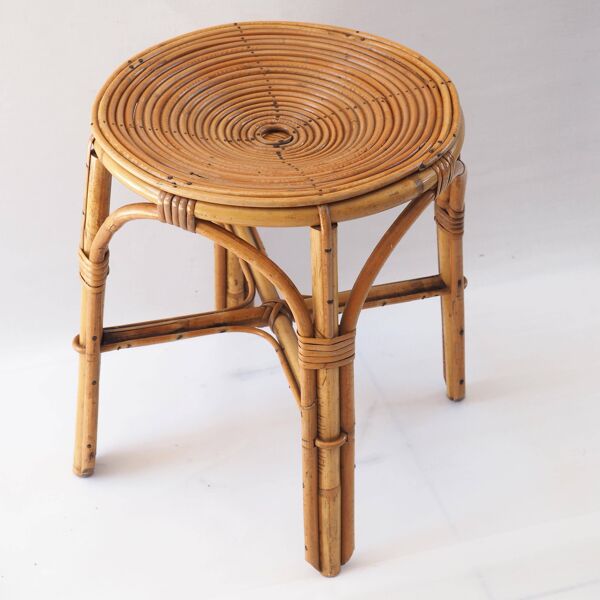 Tabouret rotin assise spirale