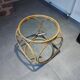 Table basse en rotin, bambou et verre, Design Space Age Vintage