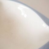 Large white and sky blue ceramic catchall from the 1950s.