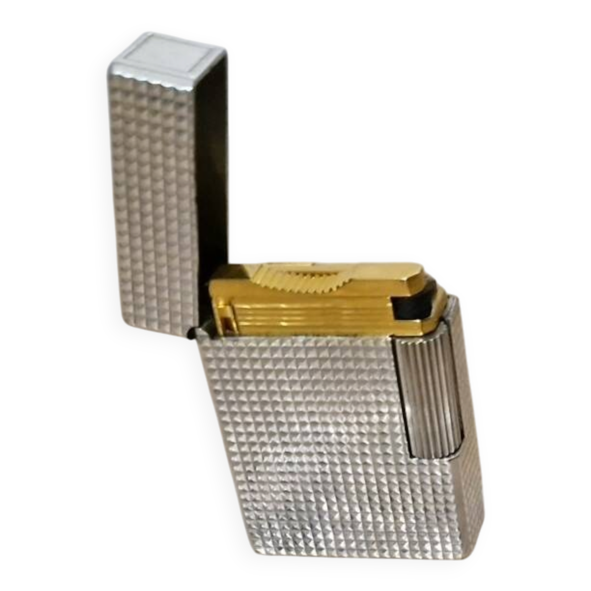 Vintage lighter S.T. Dupont Paris – Guilloché silver – 1980s/1990s