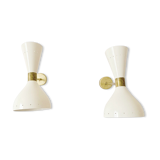 Pair white moonlight wall lamps