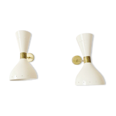 Pair white moonlight wall lamps