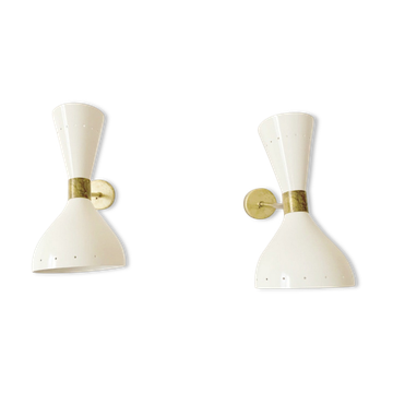 Pair white moonlight wall lamps