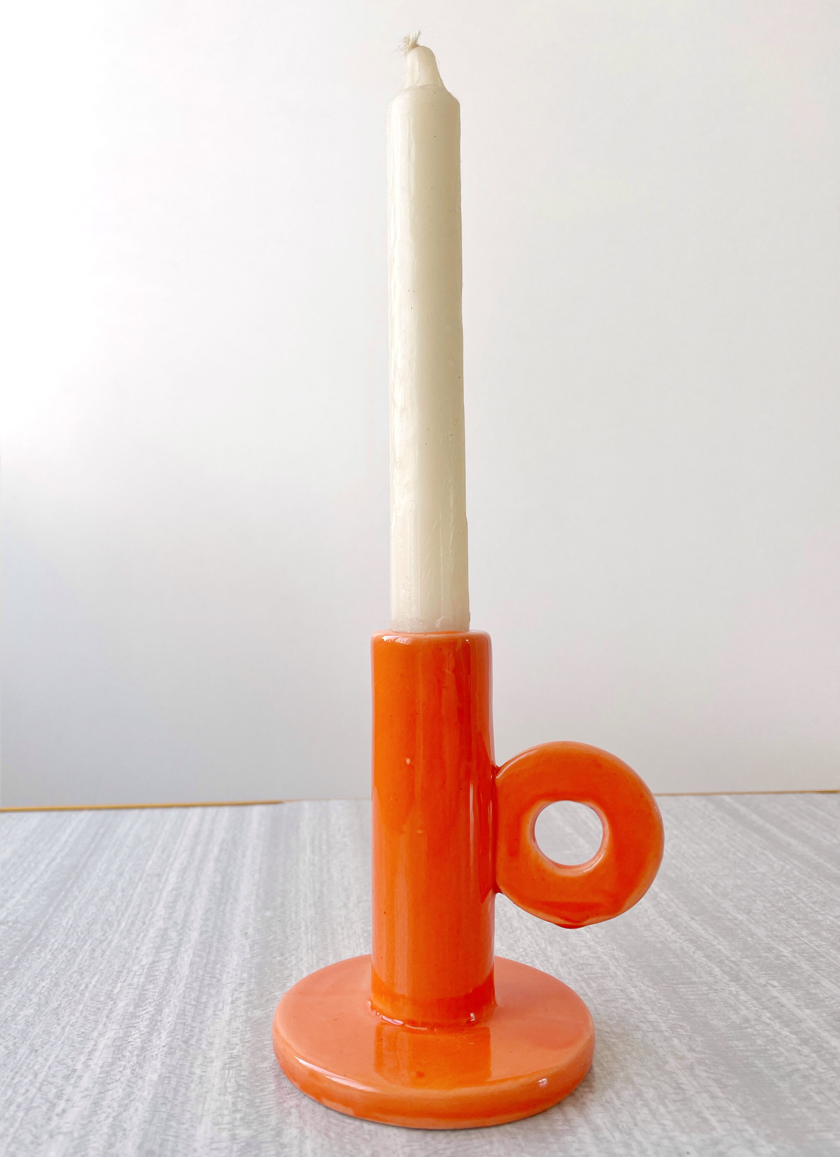 Varnished ceramic candle holder