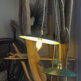 Vintage lampshade in green enamelled sheet metal, customizable
