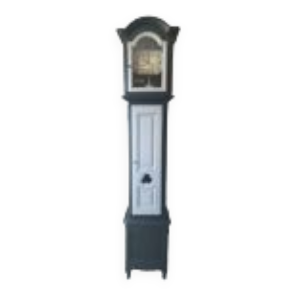 Horloge sur pied en bois de chêne, laqué coloris noir et gris quartz — free download