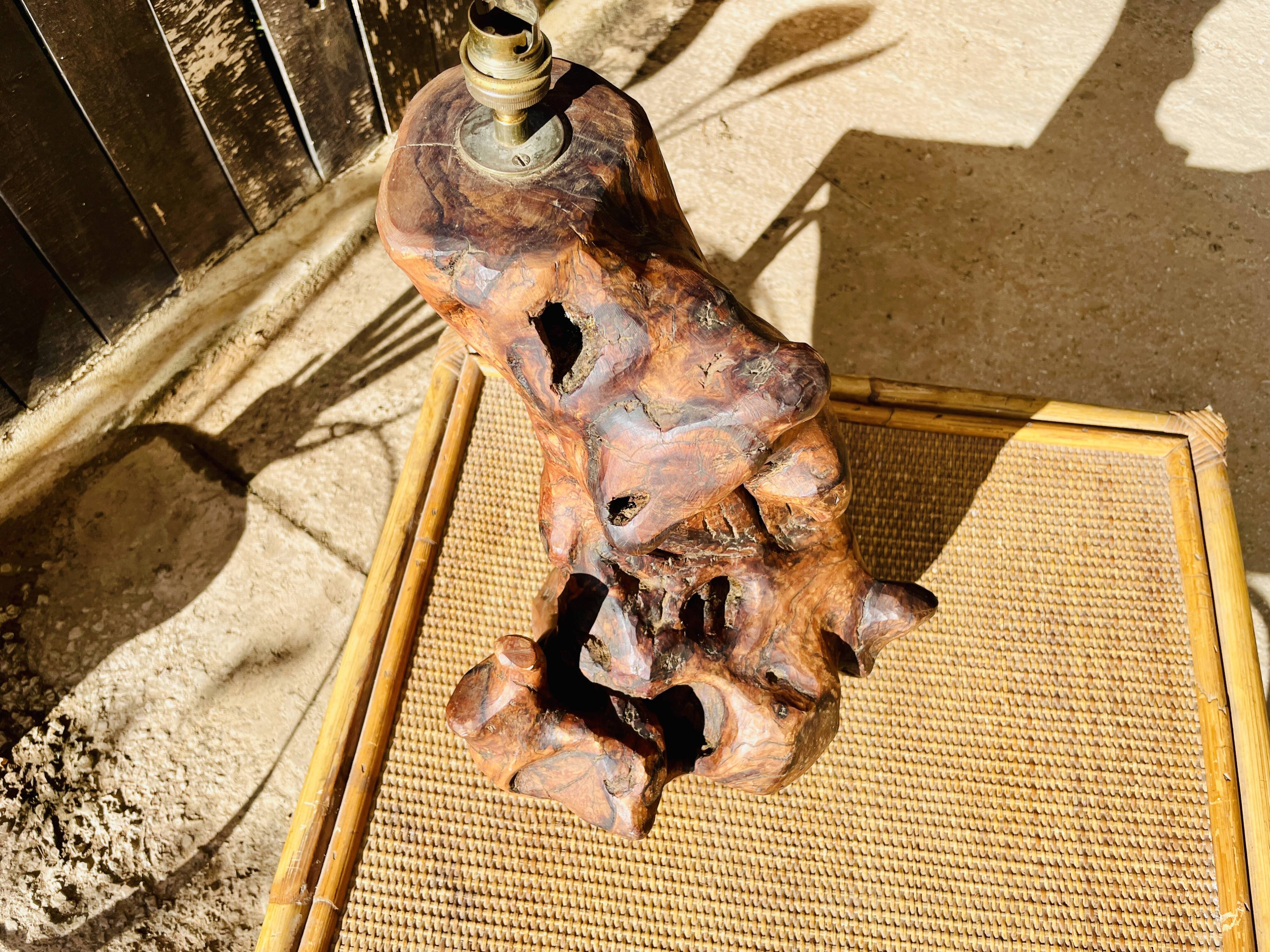 Lamp base in solid Olivier 50's