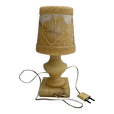Vintage Alabaster Lamp with Floral Pattern Shade