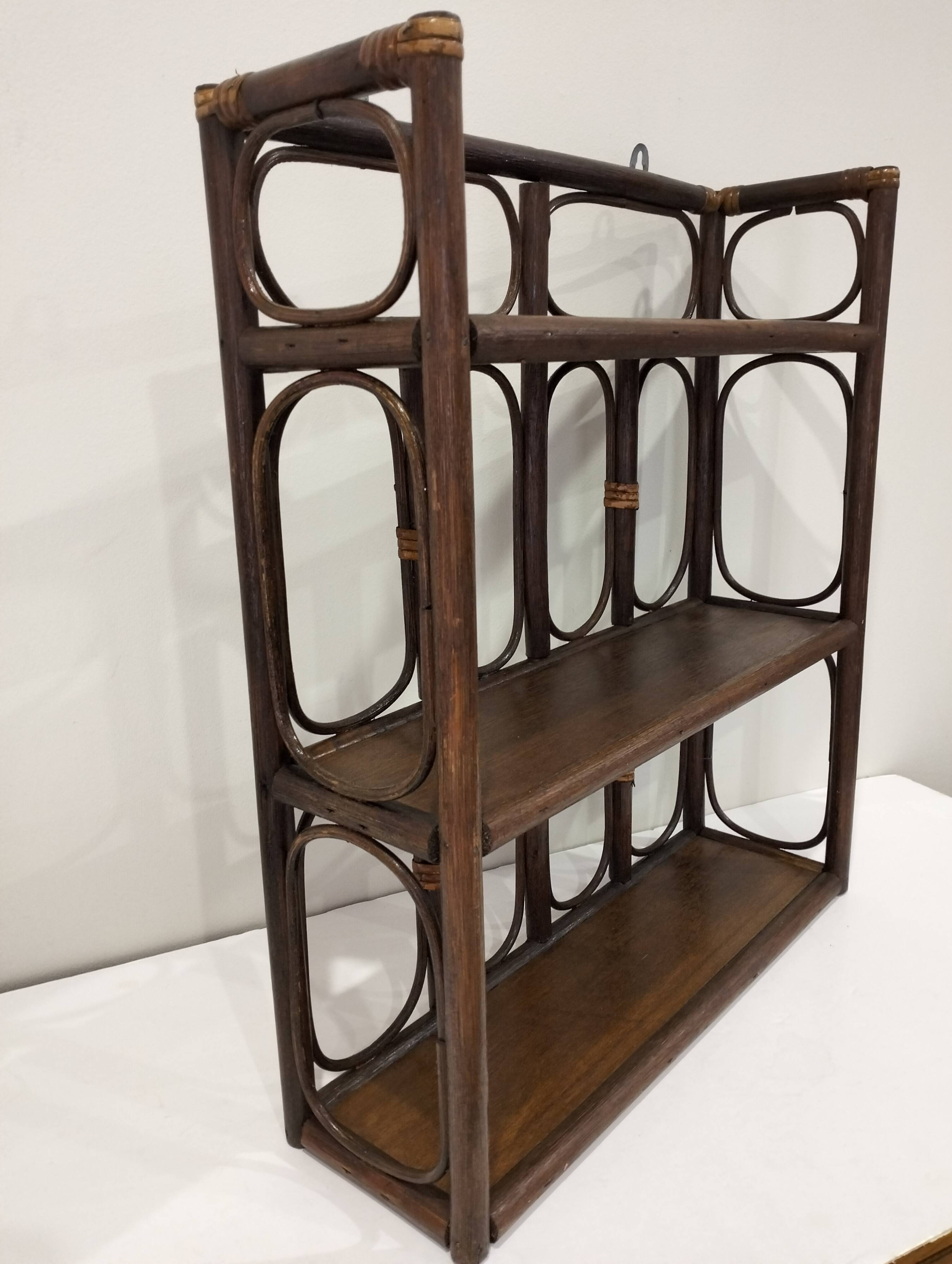 Rattan wall shelf