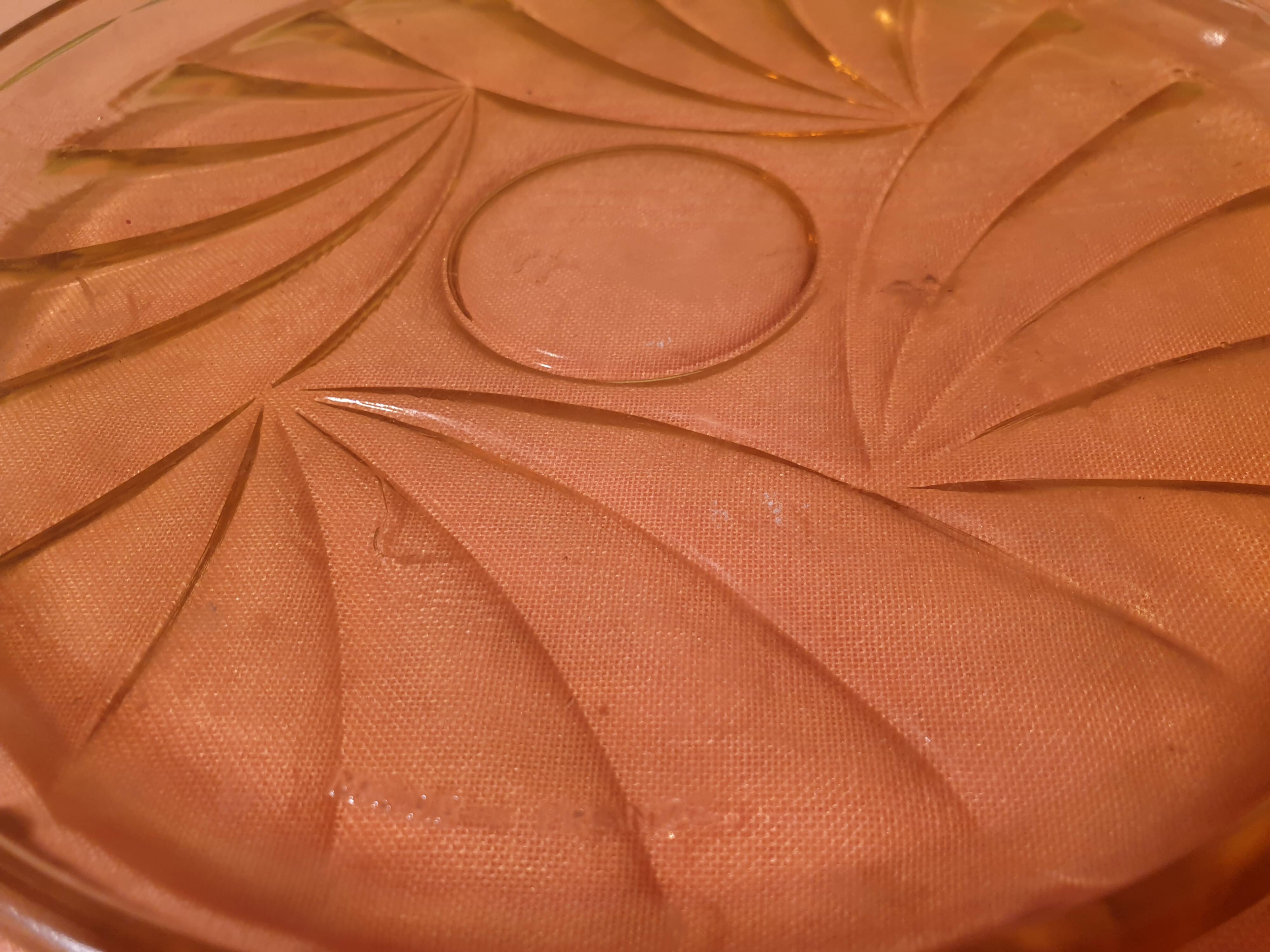 Art Deco pink glass tray and 7 glasses Made in France