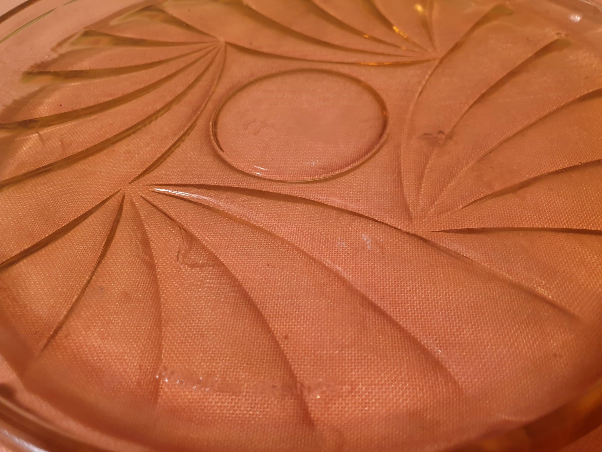 Art Deco pink glass tray and 7 glasses Made in France