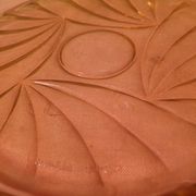 Art Deco pink glass tray and 7 glasses Made in France