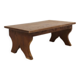 Small Rustic Wooden Stool with Curved Base, France, 1900s