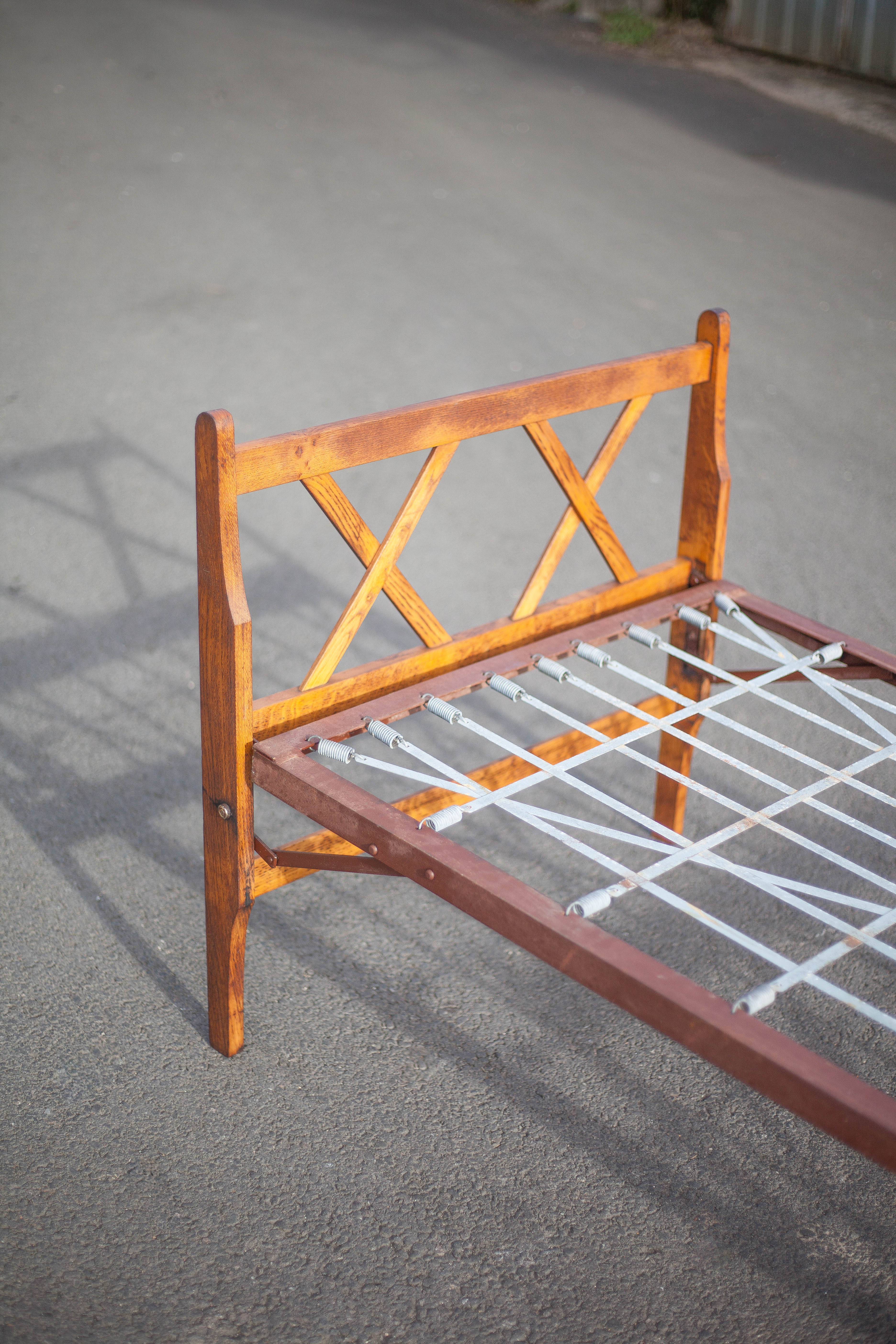 Old wood folding bed, reconstruction period bed, daybed