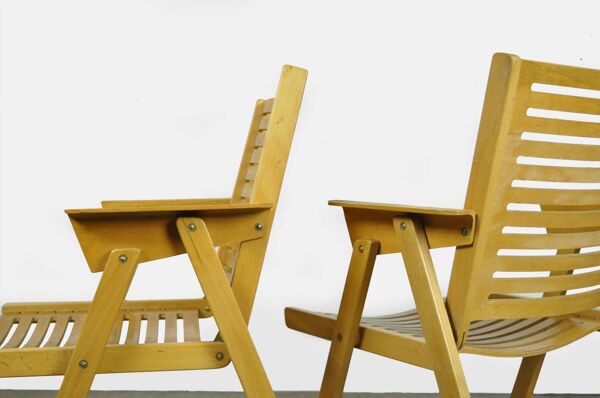 Chaises de salle à manger pliables vintage originales de l'architecte slovène Niko Kralj (1920-2013) pour Stol