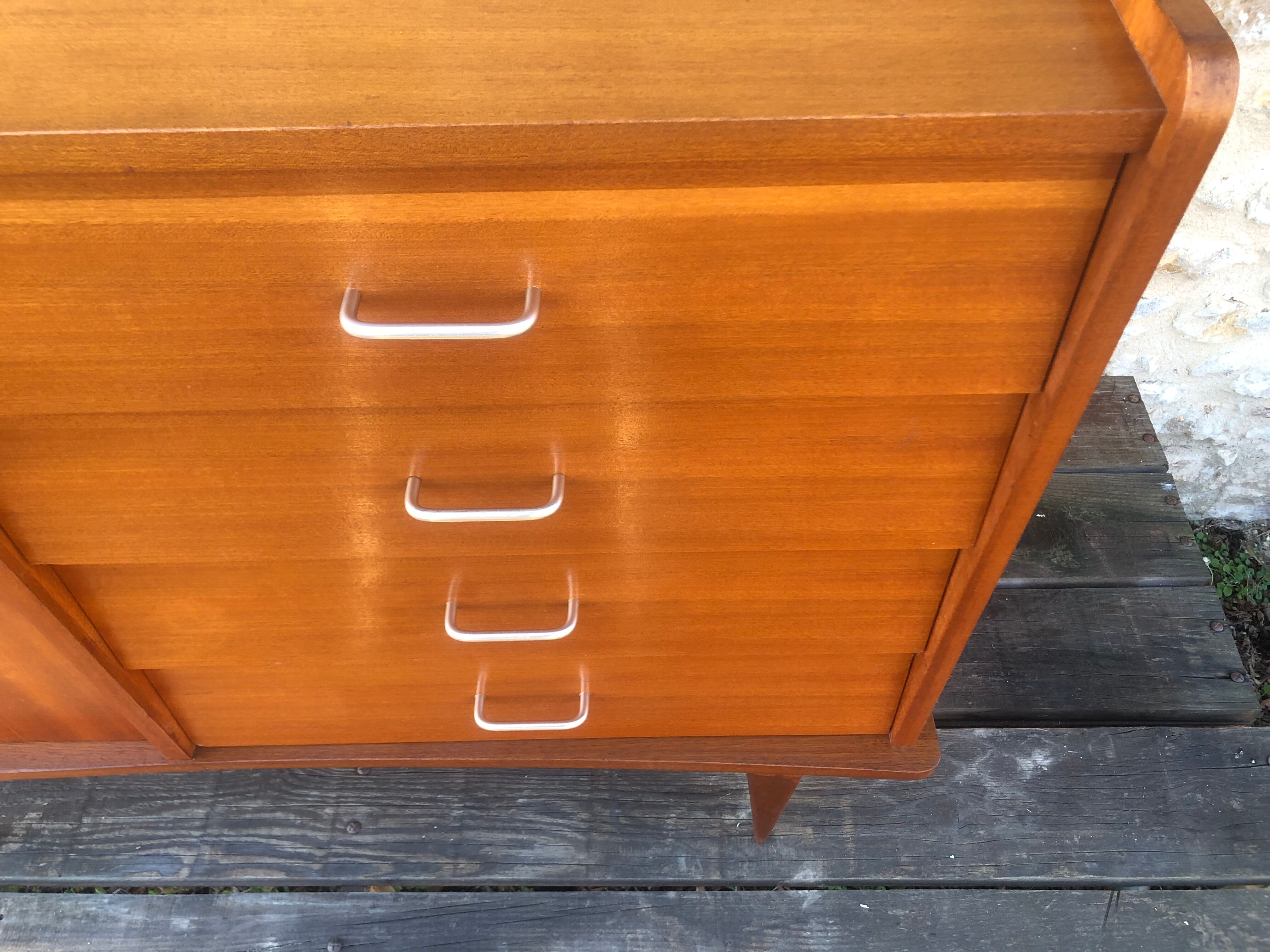 Scandinavian chest of drawers with 4 drawers and storage, circa 60's
