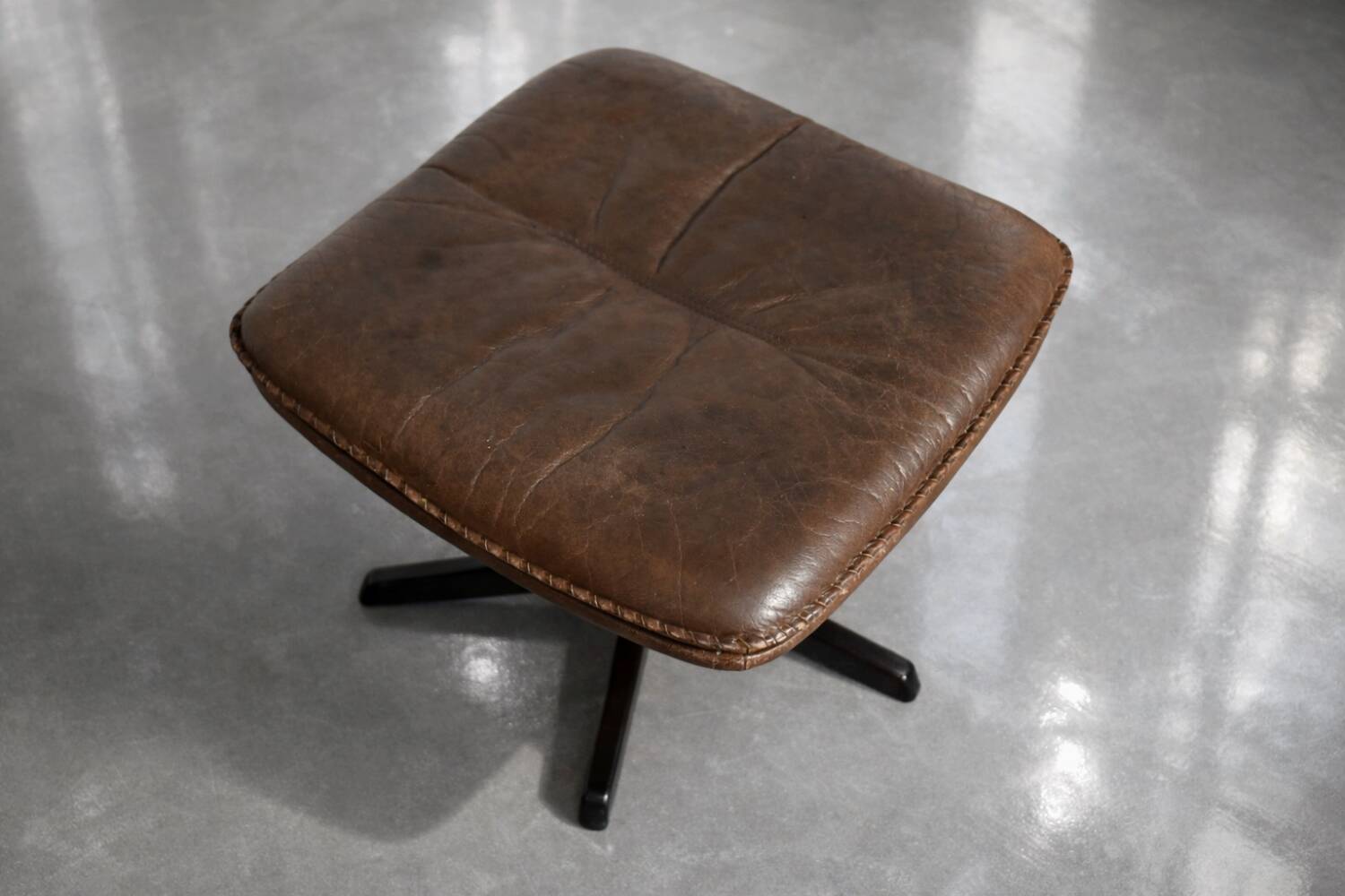 Vintage Mid-Century Danish Modern Leather Adjustable Easy Chair and Ottoman