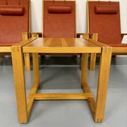 Scandinavian design lounge set in pine with 3 lounge chairs and a table from the 70s.