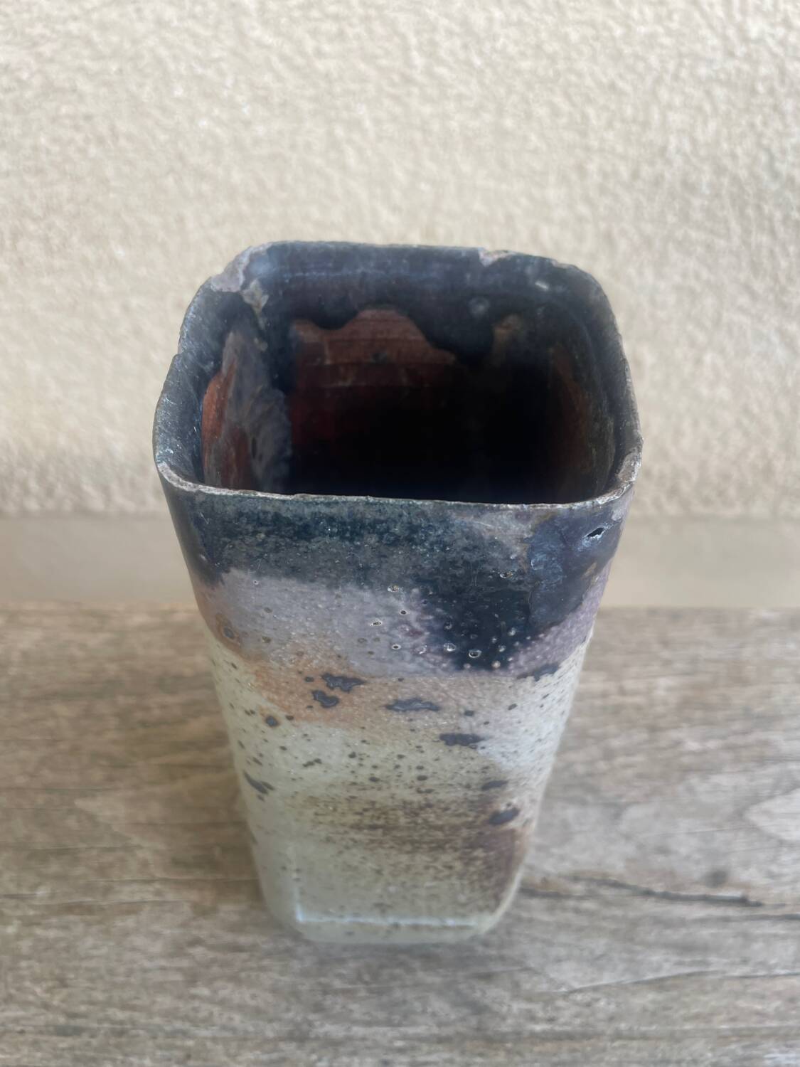 European studio ceramist. Unique vase with glaze.