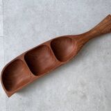 Vintage teak serving dish with 3 sections #2