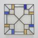 Art Deco Leaded Glass Panel with Geometric Cross Motif, Belgium, Circa 1920