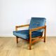 Wooden vintage armchair brown sea blue design by Z. Bączyk - light wood