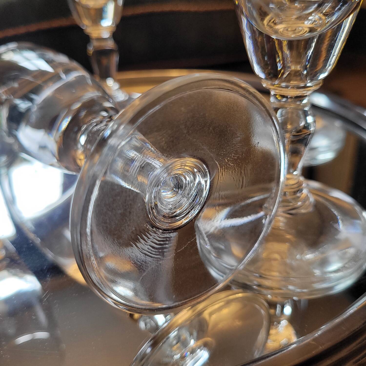 Cut glass champagne flutes. 1960s